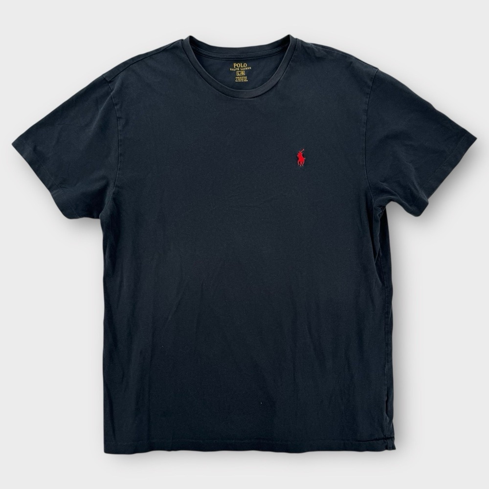 Polo‎ Ralph Lauren T-Shirt Mens Large Black Crewneck Red Pony Logo Minimalist